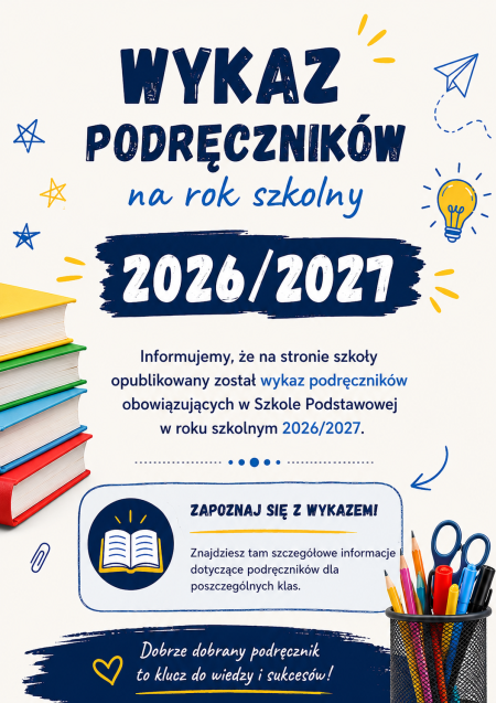 Szkolny zestaw podręczników i materiałów ćwiczeniowych - rok szkolny 2026/2027