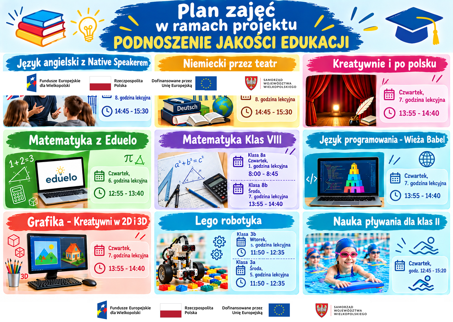 Plan zajęć w ramach projektu ''Podnoszenie jakości edukacji w Szkole Podstawowej...